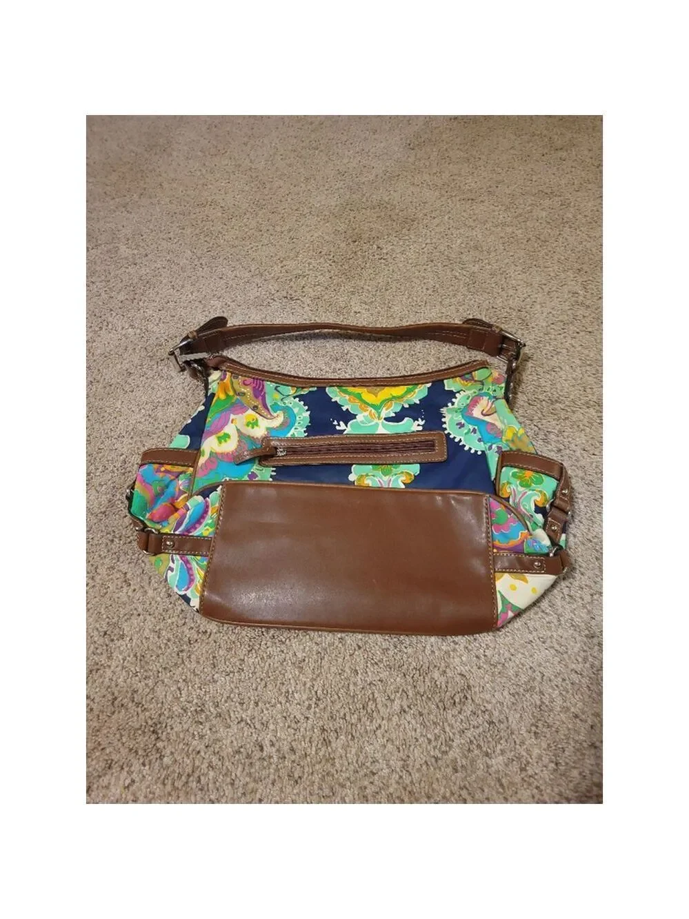 Chaps Multicolor Paisley Bag | Faux Leather Details